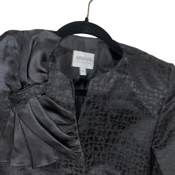 Armani Collezioni Black Textured Satin Jacket Blazer Women’s Size 6 Evening - Picture 4 of 6